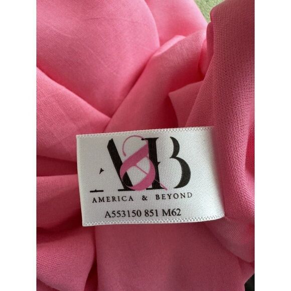 70s Style Caftan Embroidered V-Neck Mrs Roper Pink S/M Barbiecore Boho Chic - Picture 8 of 9